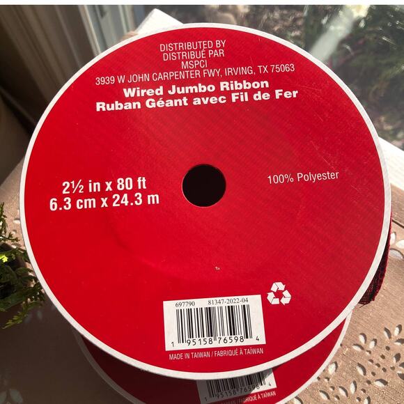 NWT 1 Celebrate It Checkered Wired Red Jumbo Ribbon Red/Black 80 Feet - Picture 4 of 6